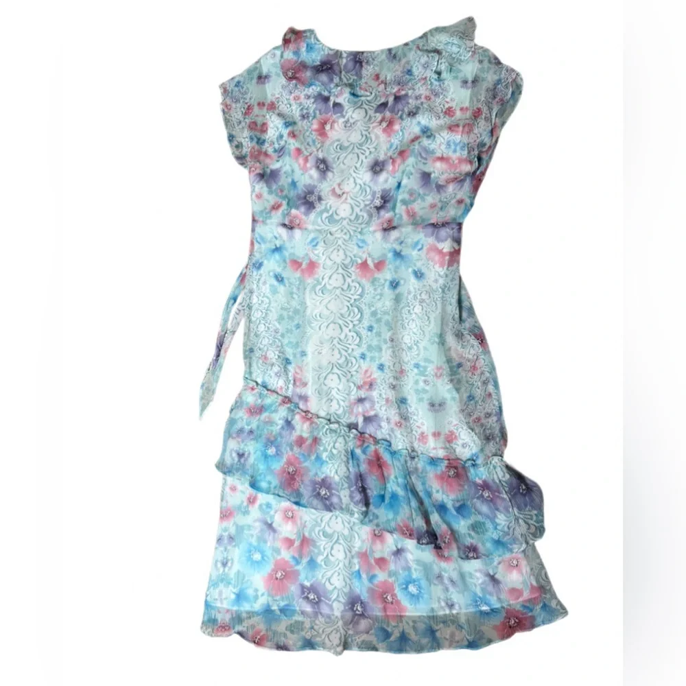 Sundance Fairycore Dress Size 14 Womens 100% Silk Sleeveless Ruffled Tiered Midi - Picture 5 of 10